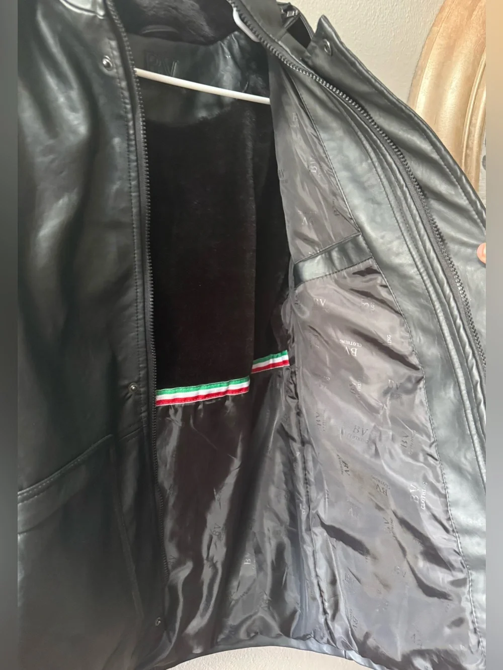 BV BOTTEGA VENETA REMOVEABLE HOOD FLAP POCKET ZIP UP FAUX LEATHER JACKET M~NWT